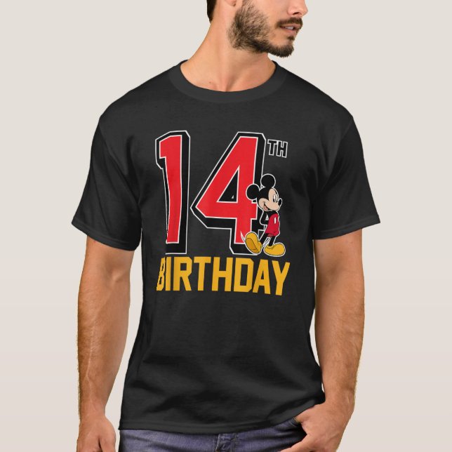 Camiseta Disney Mickey 14 Birthday Standard (Frente)