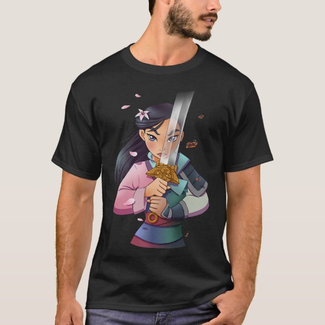 Camiseta Disney Mulan Anime Half Girl Half Warrior Premium  (Frente)