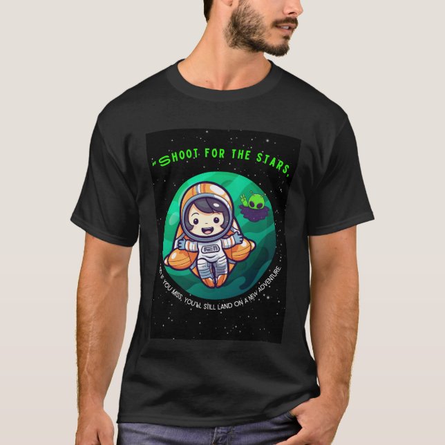 CAMISETA DISPARE PARA AS ESTRELAS, ASTRONAUTA (Frente)