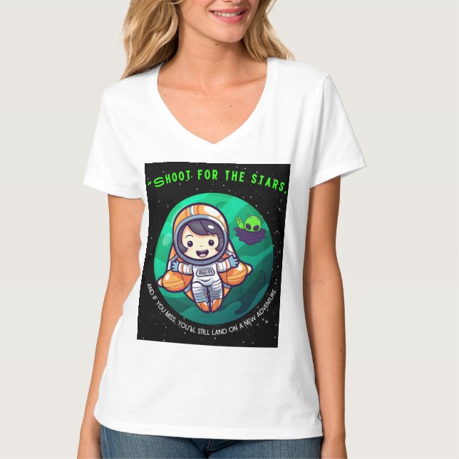 CAMISETA DISPARE PARA AS ESTRELAS, ASTRONAUTA (Frente)