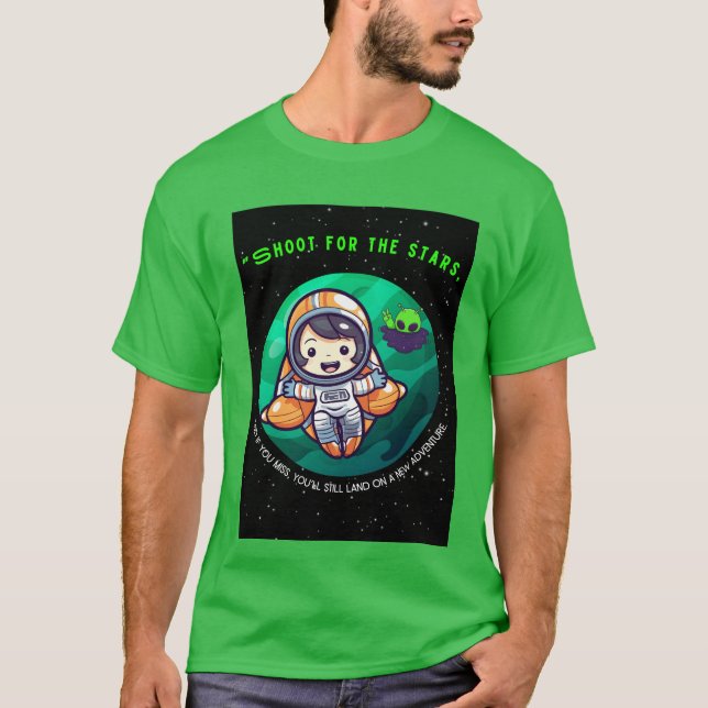 CAMISETA DISPARE PARA AS ESTRELAS, ASTRONAUTA (Frente)