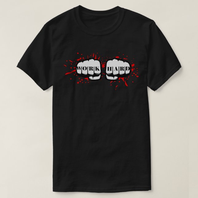 Camiseta Disparos de Combate ao Duro de Trabalho (Frente do Design)