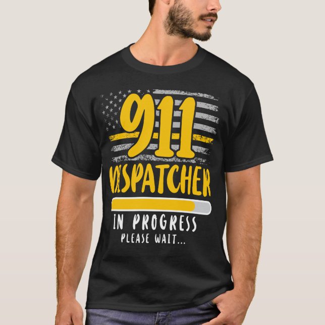Camiseta Dispatcher 918 Linha Dourada fina 911 de expedição (Frente)