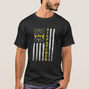 Camiseta Dispatcher Vintage America Flag Headset 911 Op