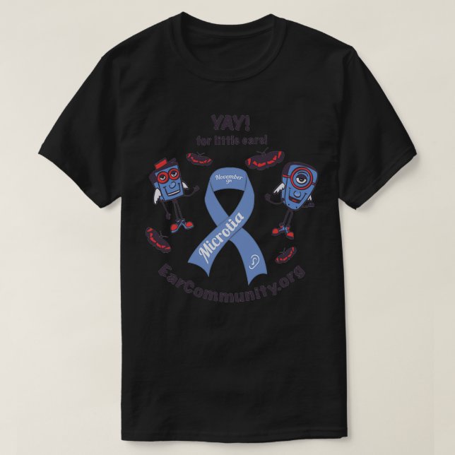 Camiseta Dispositivos para o Dia da Consciência da Microtia (Frente do Design)