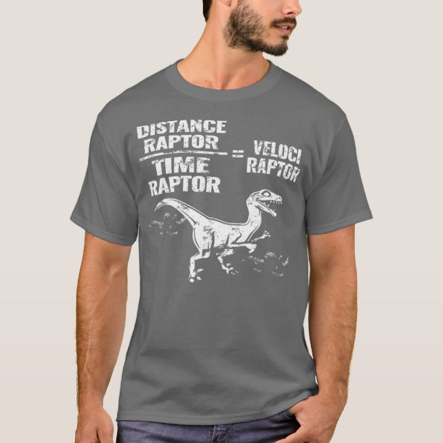 Camiseta Distance Time Raptor Velociraptor Equation  Fun (Frente)