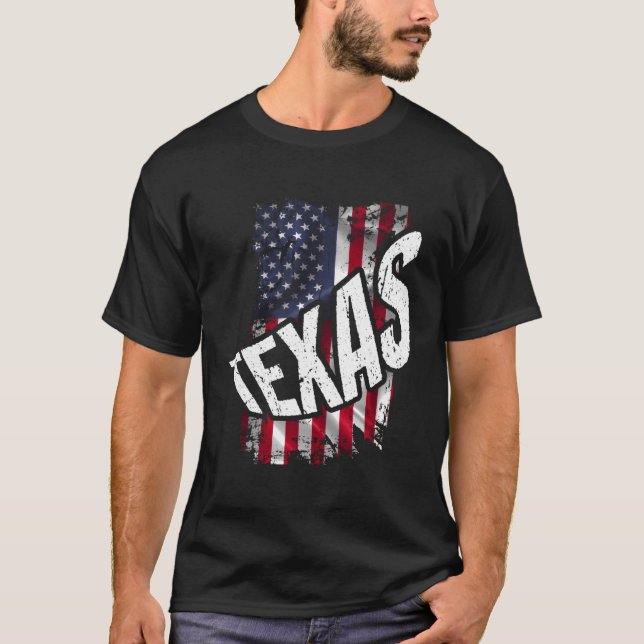 Camiseta Distante American Flag Texas (Frente)