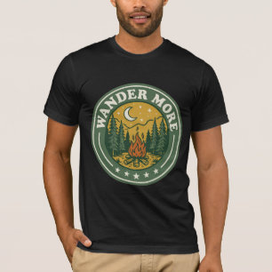 Camiseta Distintivo de Acampamento ao Ar Livre Vintage Wand