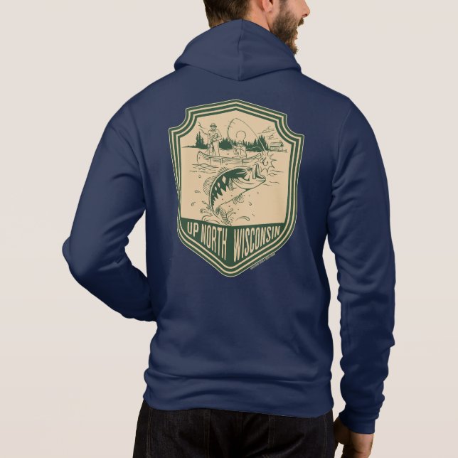 Camiseta Distintivo de Pesca do Norte de Wisconsin (Verso)