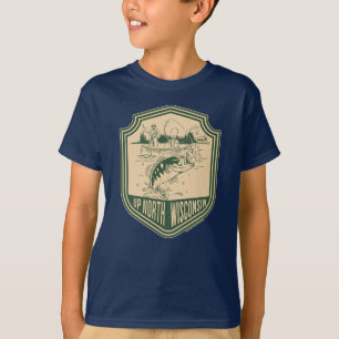 Camiseta Distintivo de Pesca no Norte de Wisconsin