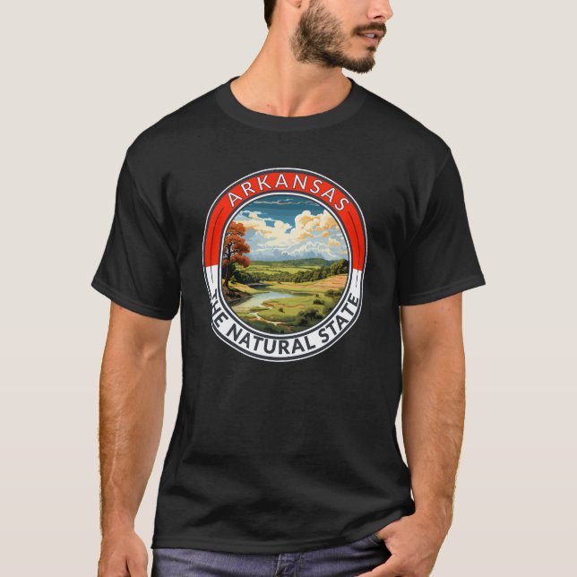 Camiseta Distintivo de Viagem de Arte do Arkansas (Frente)