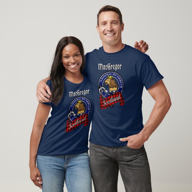 Camiseta Distintivo do Clã MacGregor & Tartan de Rob Roy  (Unissex)