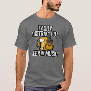 Camiseta Distração fácil de cerveja e música