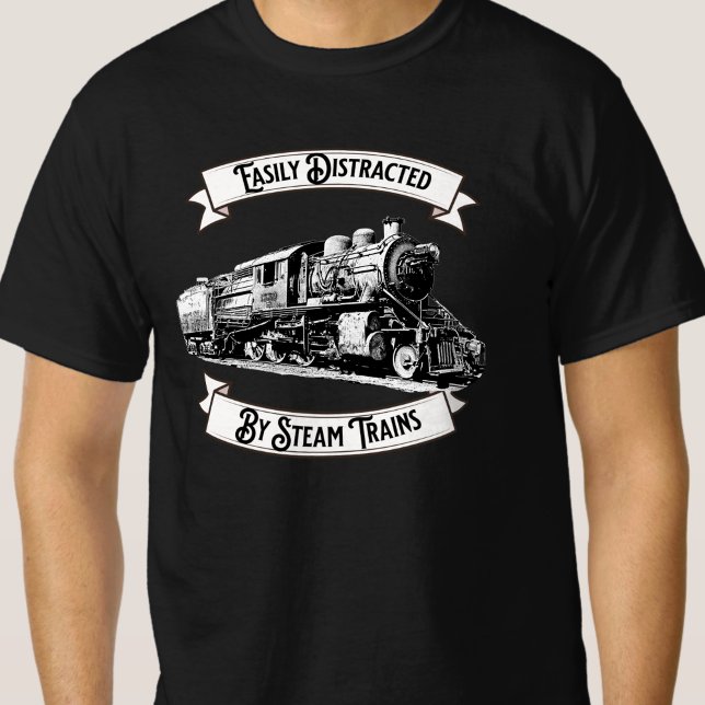 Camiseta Distraído Facilmente Pela Ferrovia Do Motor De Com (Criador carregado)