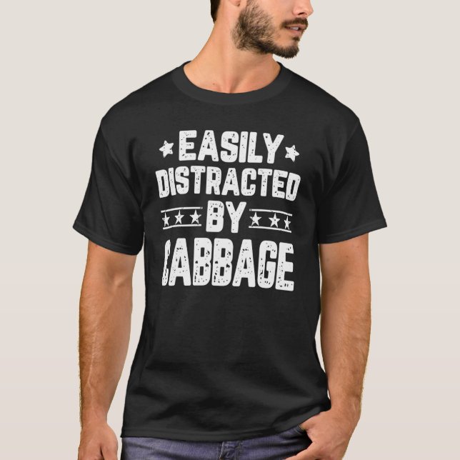 Camiseta Distraído Facilmente Pela Vegetariana De Couve (Frente)