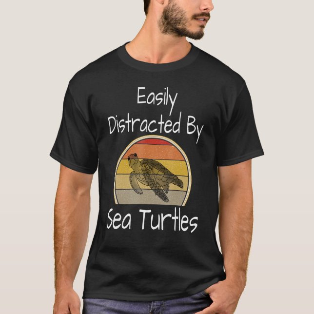 Camiseta Distraído Facilmente Pelas Tartarugas Do Mar (Frente)