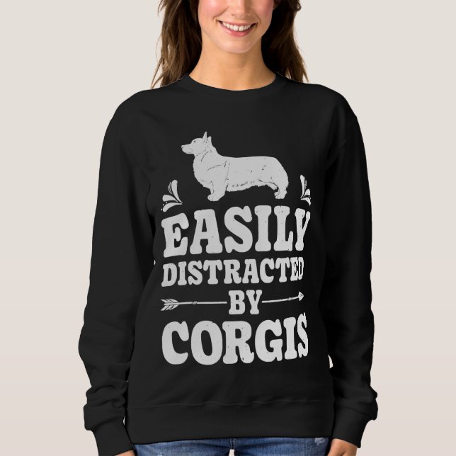 Camiseta Distraído Facilmente Pelo Cachorro Corgis Funny Co (Frente)