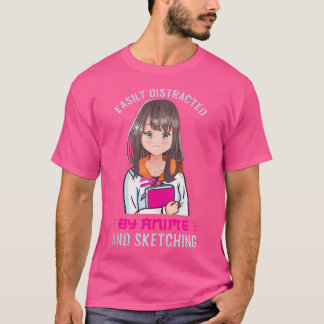 Camiseta Distraído Facilmente Por Anim De Menina E Animação