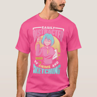 Camiseta Distraído Facilmente Por Animes E Sketch Lo