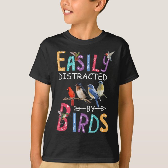 Camiseta Distraído Facilmente Por Aves Engraçadas (Frente)