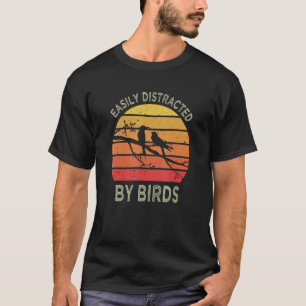 Camiseta Distraído Facilmente Por Aves Retro Vintage Bird