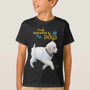 Camiseta Distraído Facilmente Por Cães Divertidos E Animado