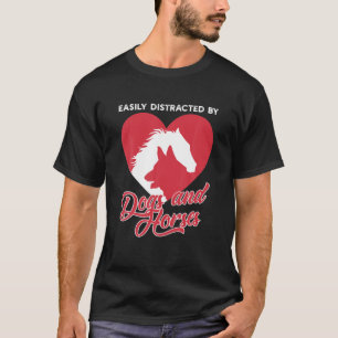 Camiseta Distraído Facilmente Por Cães E Cavalos Para Um An