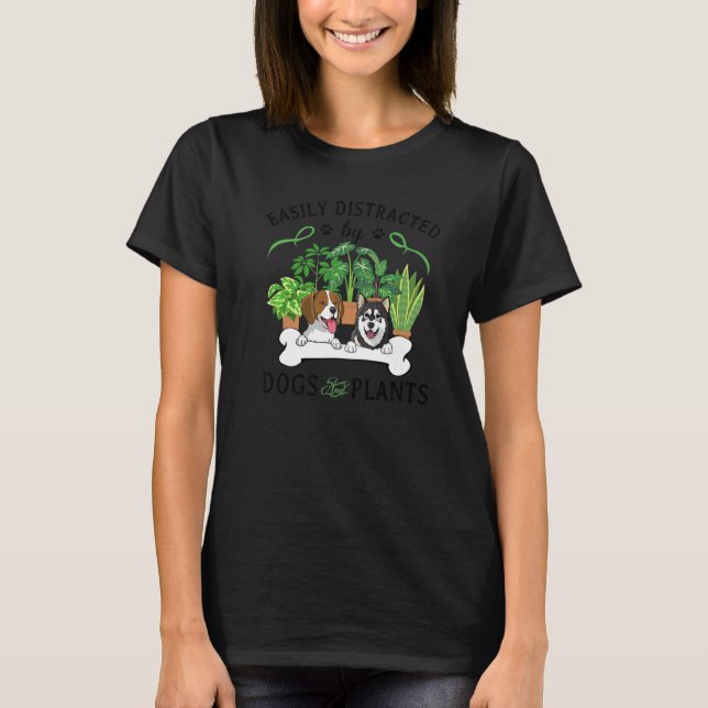 Camiseta Distraído Facilmente Por Cães E Plantas    CãoCão (Frente)
