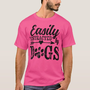 Camiseta Distraído Facilmente Por Cães Engraçados Cachorros
