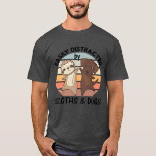 Camiseta Distraído Facilmente Por Calhas E Cães Cães Cachor