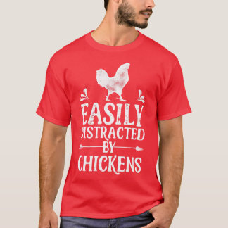 Camiseta Distraído Facilmente Por Galinhas Engraçadas Fazen