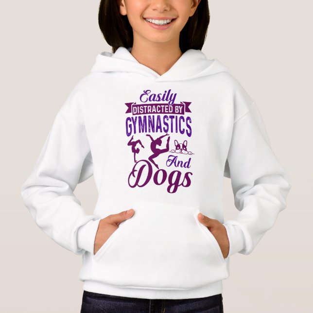 Camiseta Distraído facilmente por ginástica e cães (Frente)