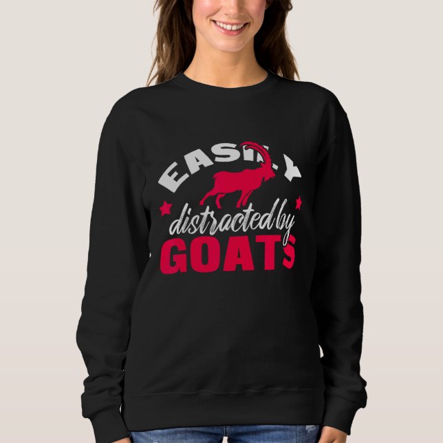 Camiseta Distraído Facilmente Por Goats Goat Women Girls Fa (Frente)