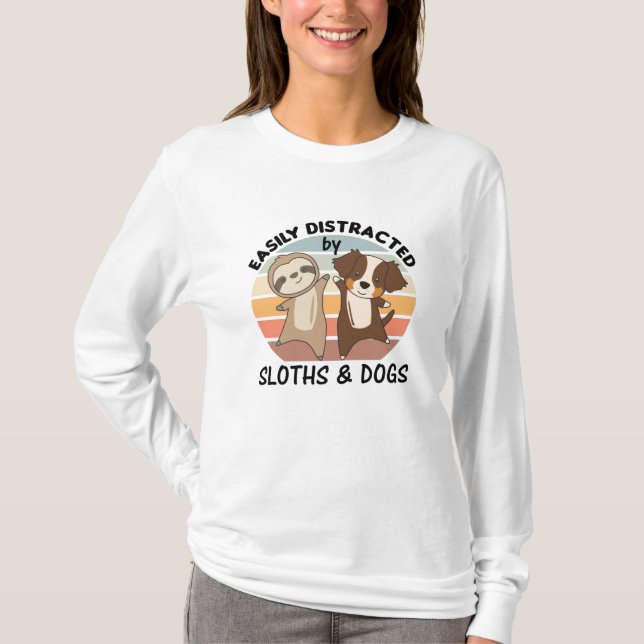 Camiseta Distraído Facilmente Por Laminhas E Cães Cachorro  (Frente)