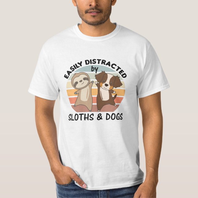 Camiseta Distraído Facilmente Por Laminhas E Cães Cachorro  (Frente)
