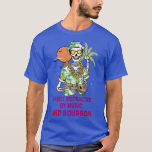Camiseta Distraído facilmente por Música e Bourbon