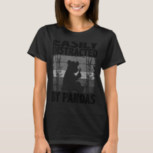 Camiseta Distraído Facilmente Por Pandas Cute Animal Retro 