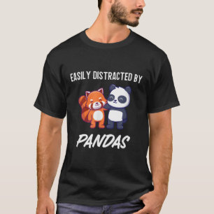 Camiseta Distraído Facilmente Por Pandas Red Panda E Panda