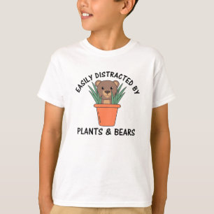 Camiseta Distraído Facilmente Por Plantas E Ursos De Planta