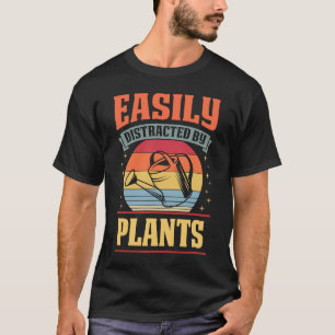 Camiseta Distraído Facilmente Por Plantas Retro Vintage Wat