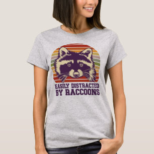 Camiseta Distraído Facilmente Por Raccoons Retro Vintage Su