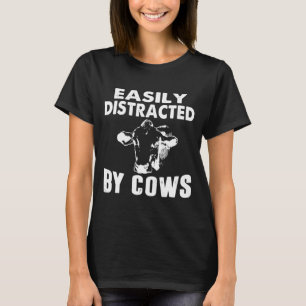 Camiseta Distraído Facilmente Por Vacas Engraçadas