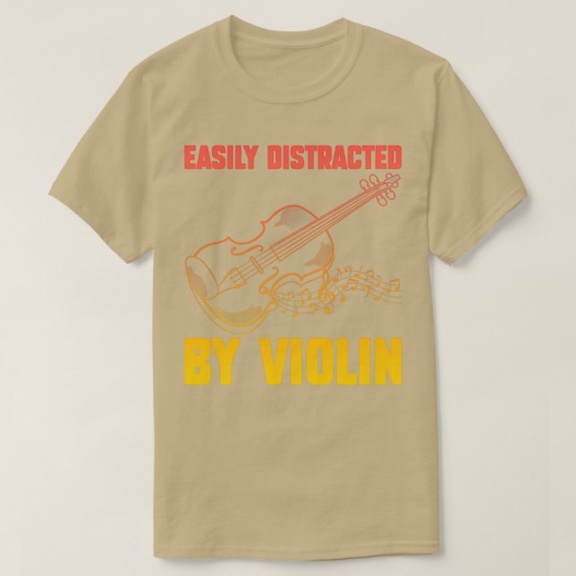 Camiseta Distraído Facilmente Por Violin Funny Violin 1 (Frente do Design)
