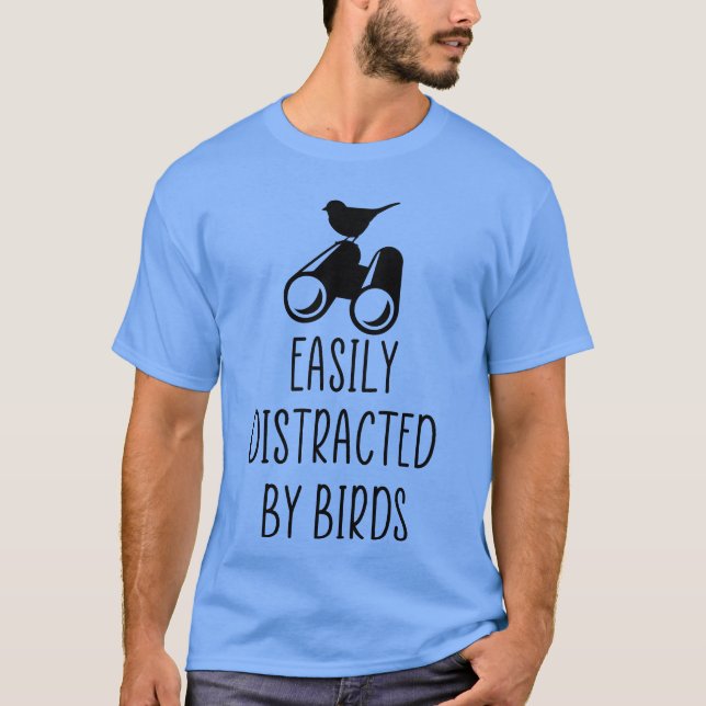 Camiseta distraído por amigo de pássaros (Frente)