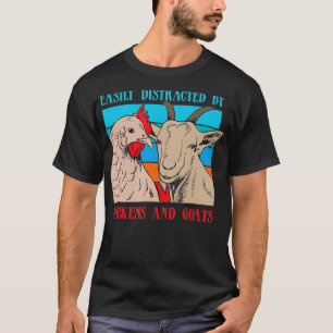 Camiseta Distraído Por Goats Chickens Engraçado Farmer Gift