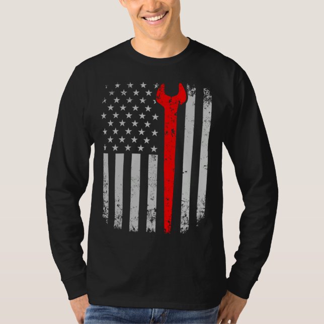 Camiseta Distress American Flag Ironworker (Frente)