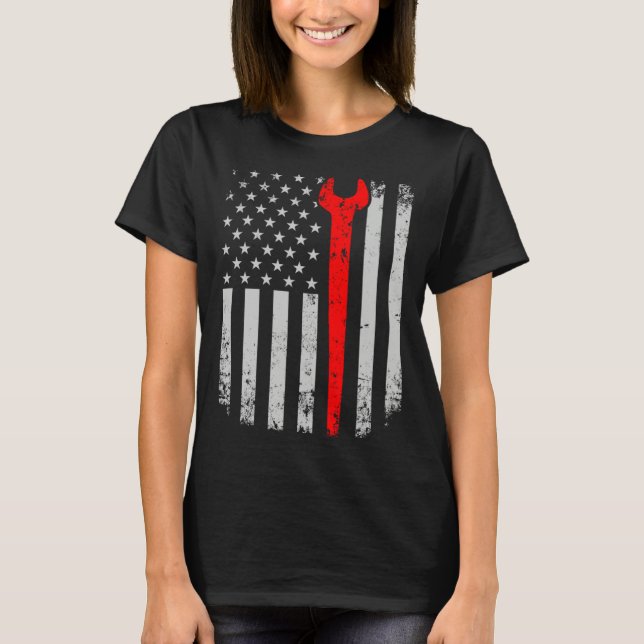 Camiseta Distress American Flag Ironworker (Frente)
