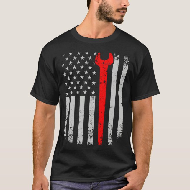 Camiseta Distress American Flag Ironworker (Frente)