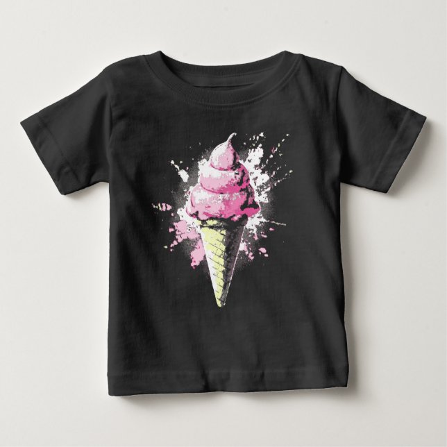 Camiseta Distressed Abstract Pink Ice Cream Splatter (Frente)