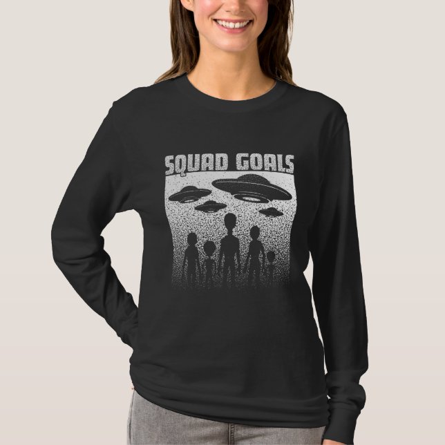 Camiseta Distressed Alien Squad UFO Abduction Invasion (Frente)